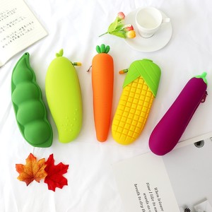 韩国中小学生硅胶豌豆硅胶笔袋水果蔬菜系列铅笔袋糖果形文具袋盒