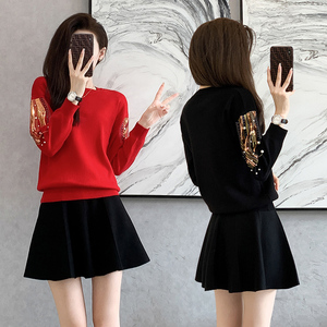 韩剧洋气短裙套装女春装2024新款小香风时尚搭配一整套毛衣两件套