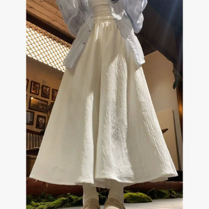 白色裙裤高腰小个子半身裙女夏季2024新款显瘦a字裙垂感大摆裙子