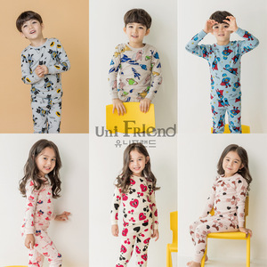 韩国进口秋冬新款家居服棉质修身男童女童儿童内衣套装睡衣舒适