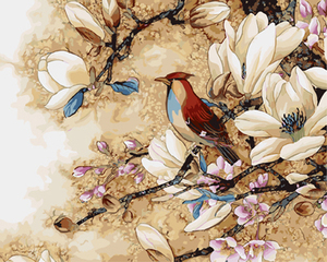 数字油画手绘喜鹊diy油彩填色画中式花鸟水彩手工油画客厅挂画