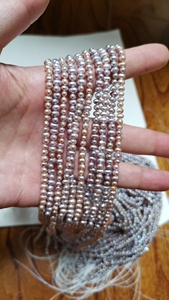 天然淡水珍珠紫色小隔珠diy饰品配件3.5-4mm满百包邮35厘米