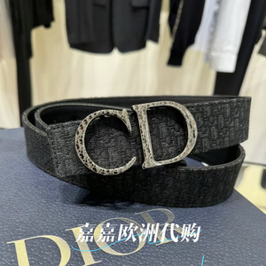 Dior/迪奥 35毫米黑色Oblique印花腰带 百搭 男士皮带 时尚 复古