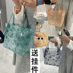 日本新款透明水晶包夏季百搭手提菜篮子包时尚菱格单肩包女果冻包