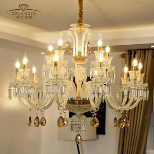 欧式吊灯现代美式水晶蜡烛灯白色琥珀色别墅客厅餐厅卧室书房灯饰