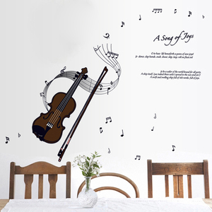 小提琴音符音乐墙贴纸装饰品自粘壁纸贴画客厅卧室课室文艺优雅