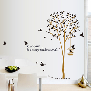 鸟笼大树黑色墙贴纸装饰品自粘壁纸贴画简约创意个性时尚客厅卧室