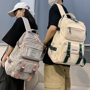 香港ins书包女大容量国潮初中生大学生电脑包双肩包男背包旅行包