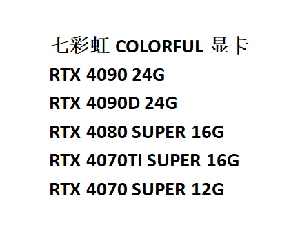 七彩虹RTX4090D/4080S/4070S TIS SUPER火神白色水神ADOC战斧显卡