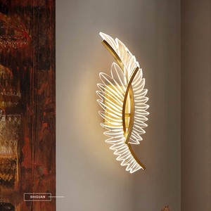 北欧LED壁灯羽毛翅膀设计师艺术客厅背景墙灯卧室床头灯房间灯饰