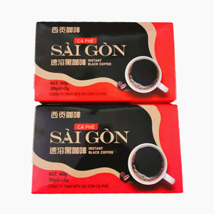 西贡速溶黑咖啡60g 越南进口纯咖啡粉30小包苦咖啡防困提神包邮