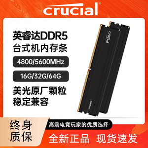 英睿达台式机内存条DDR5 16G 32G64G电脑游戏运行条4800 5600三星