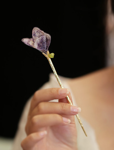 渐变刺绣香芋紫花朵盘发发簪 古风簪子女 简约百搭头饰新中式日常