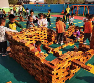 幼儿园户外室外大型碳化积木炭烧建构区搭建实心木质安吉游戏玩具