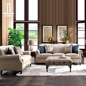 卫诗理Cartiter美式实木沙发小户型客厅复古布艺防脏可拆洗沙发A4