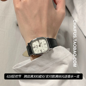 Chaifu studio /A82 方盘复古刻度情侣日本机芯手表皮带罗马