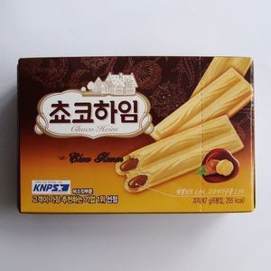 韩国进口零食品夹心蛋卷饼干 可拉奥克丽安巧克力夹心榛子瓦 47克
