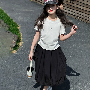 女童连衣裙夏季2024新款儿童夏装潮酷穿搭裙子韩版女孩半身裙套装