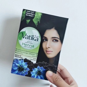 迪拜购vatika印度海娜植物染发剂染发粉1盒6袋黑色深棕色