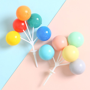 塑料大号圆气球串生日蛋糕装饰彩色气球烘焙甜品台派对插牌插件