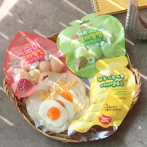 韩国进口零食友施GS25夹心棉花糖桃子鸡蛋造型软糖QQ糖儿童水果糖