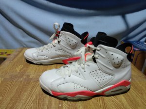 二手正品 Jordan 6 AJ6乔6白红樱木 红外线 384664-123 44.5码 95