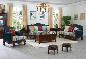 雅居格美式实木沙发1+2+3家具沙发组合现代轻奢客厅全实木沙发