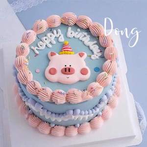 网红蛋糕装饰摆件卡通生日帽子小猪插件儿童宝宝周岁生日派对装扮