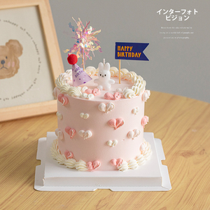 网红韩式ins小兔子蜡烛蛋糕装饰摆件儿童宝宝生日派对小帽子插件