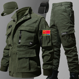 军绿色迷彩服套装男高级教官战术弹力长袖定制工作服外套飞行服