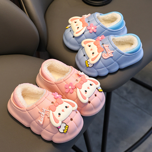 儿童棉拖鞋冬季女童公主防滑防水室内软底亲子包跟可爱男宝宝棉鞋