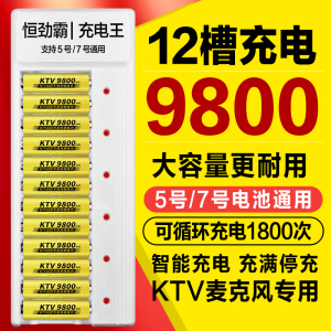 话筒充电电池5号大容量12槽充电器KTV话筒专用电池麦克风充电电池