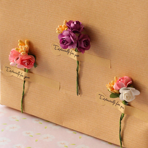 礼物袋礼品盒子装饰仿真花纸花玫瑰 向日葵玫瑰 diy手工小纸花