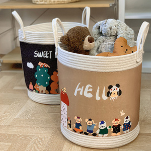 儿童玩具收纳筐北欧棉线编织筐零食储物篮布艺卡通脏衣服收纳桶