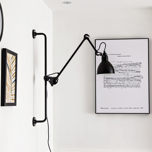 设计师客厅卧室工业风摇臂灯北欧创意简约复古可折叠伸缩床头壁灯