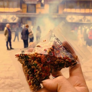 西藏扎基拉姆年食子糌粑粉烟供彩色青稞米朵玛拉萨
