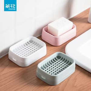 茶花沥水肥皂盒家用浴室大号皂架塑料简约欧式双层香皂盒香皂盘