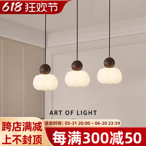 新中式实木吊灯三头餐厅灯创意个性木艺餐吊灯卧室长条单头小吊灯