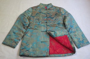 影视道具服装 七八十年代女式锦缎盘扣对襟提花棉袄 很新4949