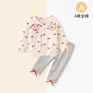 婧麒女童春装2024新款洋气儿童女衣服套装婴儿秋季两件套宝宝童装