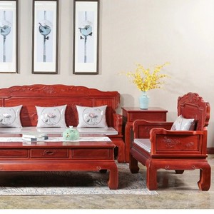 年年红十里荷香款和美沙发国标红木大果紫檀113客厅红木缅花家具