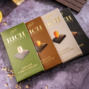 俄罗斯巧克力可可脂进口精致牌盒装榛仁杏仁开心果夹心排开巧克力