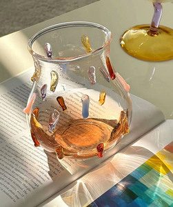 Shinymomo创意艺术彩色波点酒杯可爱玻璃杯ins网红糖果彩豆减压杯