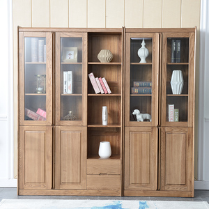 北欧风格白蜡木书柜日式书房家具实木书柜书架
