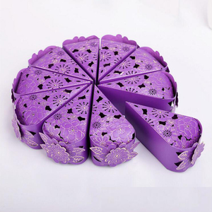 新款镂空结婚喜糖盒紫色蛋糕糖盒韩式烫金浮雕工艺回礼伴手礼纸盒