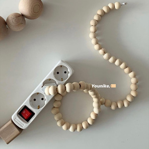 尤妮客自制●韩国ins风小众设计原木珠手机数据线1米iphone充电线