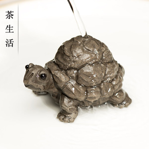 茶宠摆件精品紫砂可养乌龟雕塑将军龟把件茶盘鱼缸家居装饰小摆件
