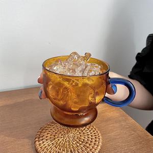 韩式ins风复古彩色高硼硅耐热玻璃杯马克杯拿铁咖啡杯牛奶杯水杯