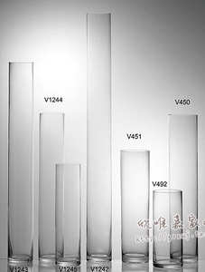 无铅透明玻璃落地直筒花瓶圆形细长多尺寸高客厅家居摆件软装饰品