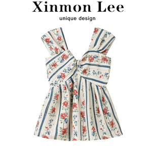 XinmonLee法式复古设计小众碎花小衫夏季新款女洋气减龄显瘦背心
